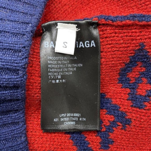 100% Authentic Balenciaga Allover Logo Sweater in Blue & Red Size Small - Picture 3 of 9